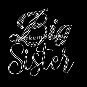 Impression de conception de transfert thermocollant 'Big Sister' en strass cristal personnalisé pour t-shirts - Product Image 2