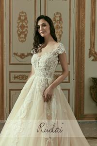 Ruolai ZW01002 elegante camicia Vintage manica Champagne cattedrale abito da ballo in pizzo abito da sposa modesto abito da sposa - Product Image 3