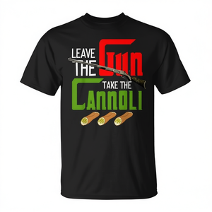 Camiseta para amantes de la comida italiana 'Deja la pistola, toma los cannoli' para entusiastas de las armas y los cannoli - Product Image 2