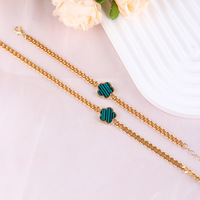 20240902 Ensemble de bijoux pour femme, collier et bracelet multicolores à motif floral porte-bonheur, plaqué or, pour mariage ou cadeau