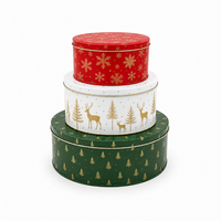 Boîte à biscuits ronde vide de qualité alimentaire, grande taille personnalisée, impression personnalisée, emballage cadeau en métal pour Noël avec couvercle hermétique