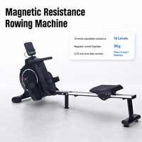Rameur magnétique à résistance réglable avec siège confortable et écran LCD pour la remise en forme à domicile