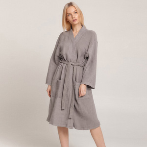 Bata de algodón transpirable cómodo camisón suelto cuatro estaciones mujeres jóvenes Albornoz pijamas ropa de casa - Product Image 1