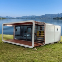 Cabane Apple à succès avec terrasse et balcon, capsule spatiale préfabriquée, mini-villa de luxe pour glamping, cuisine et salle de bain incluses, idéale pour les centres de villégiature et Airbnb