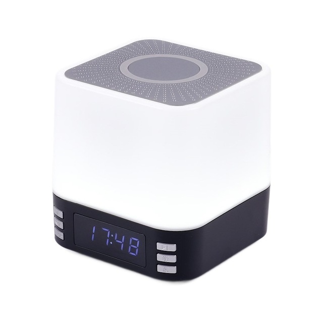 New Arrival Portable Wireless Rechargeable LED Desk Night Lights Alarm Clock Speaker  BT Speaker