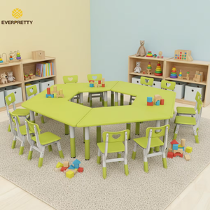 ชุดโต๊ะเก้าอี้เด็กสมัยใหม่ ท็อปโต๊ะไม้ เป็นมิตรกับสิ่งแวดล้อม ทนทาน ใช้ในเชิงพาณิชย์ เฟอร์นิเจอร์โรงเรียนสำหรับโรงเรียนอนุบาล - Product Image 1