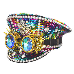 Rainbow Pride Burning Man Lentejuelas Gemstone Festival <span class=keywords><strong>Disfraz</strong></span> Sombrero Mardi Gras Ecoparty - Product Image 1