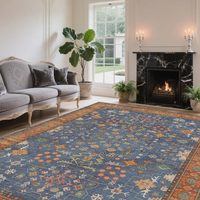 Tapis vintage bohème doux, indigo, terre cuite, résistant aux taches, lavable, antidérapant, pour salon, salle à manger, cuisine, salle de jeux, décoration