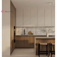 Meuble de cuisine modulaire |   Porte plate laquée |   Design moderne aux couleurs claires |   Robinet à charnière en marbre en panneaux de particules OEM écologique