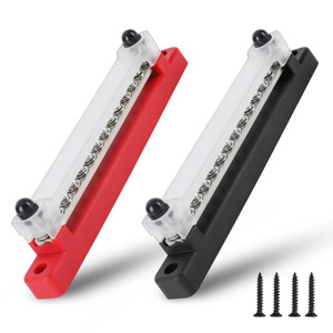 Barra de Distribución de Energía de 12 Terminales, 150A, para Autos, Barcos, Autocaravanas, con Cubierta Roja y Negra, Puesta a Tierra - Product Image 3