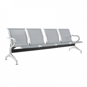 ม้านั่งเหล็กเจาะรูขนาดเล็ก4-Seater สีดำเก้าอี้รออเนกประสงค์สำหรับห้างสรรพสินค้าโรงเรียนสำนักงานหรือห้องรอ - Product Image 1