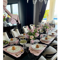 Set de table irrégulier YY en PU, style contemporain, 50*35cm, élégant, en cuir rose en forme de coquille
