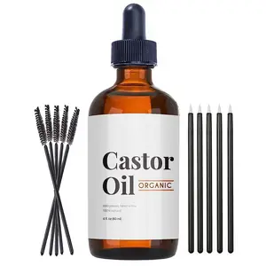 Private Label Organic Castor Oil Para Cílios Sobrancelha Crescimento Do Cabelo Black Castor Oil
