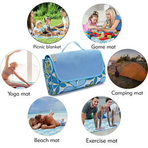 Portable <b>Foldable</b> Picnic Mat 200x145cm Floral Pattern Oxford Fabric Outdoor Camping Blanket Reusable All Seasons - Product Image 3