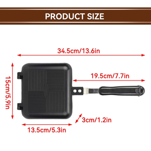 Popular Portable Sandwich Cake Mold Aluminium Roasting Pan Outdoor Use Two Side Breakfast Sandwich Grill Pan - Product Image 2