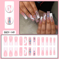 Juego de Uñas Postizas de Alta Calidad al por Mayor, Forma de Ataúd, Material ABS, con Diseño de Arte de Uñas DIY para Dedos