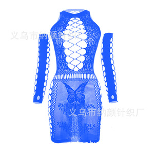 Zs207 populaire européen et américain épice fille hanche robe portefeuille à manches moyennes costume jupe courte sexy net lingerie body - Product Image 6