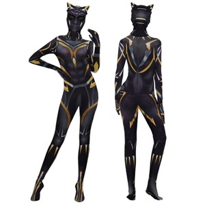 Costume Ispirato alla <span class=keywords><strong>Pantera</strong></span> <span class=keywords><strong>Nera</strong></span> per Donne, Stile Wakanda, Tuta Zentai con Cappuccio a Orecchie di Gatto, Costume da Supereroe per Halloween - Product Image 4
