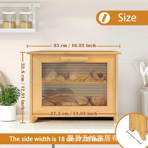 Boîte à pain en bambou pour comptoir de cuisine avec couvercle et compartiments, organisateur de pâtisserie en bois massif, boîte de conservation alimentaire - Product Image 5