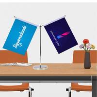 Drapeau de table personnalisé en polyester avec impression numérique, base en acier inoxydable en forme de Y, double face, pour réunions, négociations, cérémonies de signature