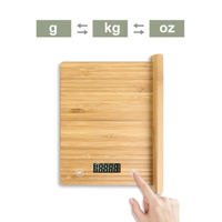 Balance de cuisine numérique intelligente en bambou 28 cm, 5 kg/1 g, antidérapante, arrêt automatique, étanche, lb/oz/g