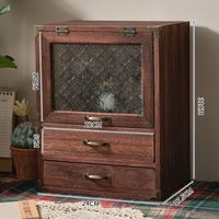 Armoire de rangement vintage en bois avec porte vitrée et tiroirs, organisateur de bureau pour salon, chambre, bureau, cuisine, table basse