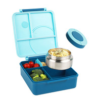 Vente en gros Boîte à lunch bento en silicone étanche pour enfants scolarisés Boîte à lunch de voyage sans BPA à 4 compartiments avec couvercle