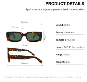 CONCHEN Low MOQ Hochwertige Vintage rechteckige Brille Dicker Acetat rahmen Polarisierte Linse Benutzer definierte Sonnenbrille Herren - Product Image 4