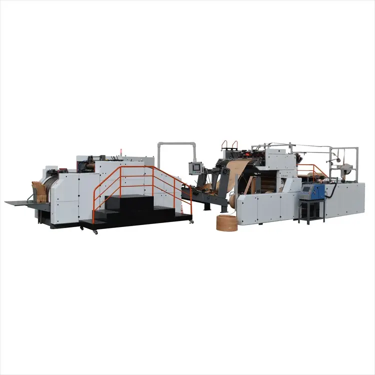 ZD-F260Q High Speed Fully Automatic Square Bottom Paper Bag Making Machine with Rope Handle Snack Packaging Bag Making Machine