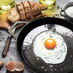 Juego de utensilios de cocina prácticos al por mayor presazonados Sartén de hierro fundido con dos asas de hierro - Product Image 5