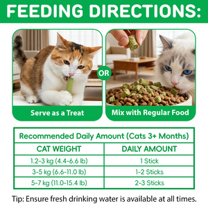 Alimento Seco para Gatos Worafy, 60g, Palitos de Hierba Liofilizados para Gatos de 3+ Meses y Mayores, Ayuda para la Salud Digestiva, Control de las Bolas de Pelo, Suplemento para Mascotas - Product Image 3
