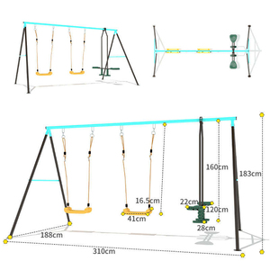 Balançoire en fer pour enfants, double balançoire extérieure pour 2 personnes, multifonctionnelle, pour les jardins d'enfants, la maison, la communauté, les terrains de jeux - Product Image 3