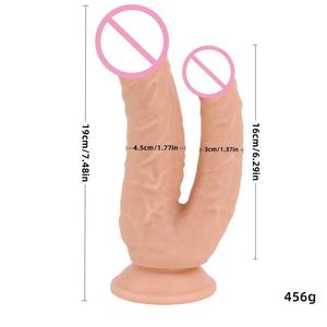 Consolador realista doble con ventosa, masturbador de pene Artificial de PVC para masturbación vaginal femenina - Product Image 2