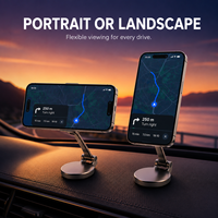 Support de téléphone magnétique pliable en alliage d'aluminium pour voiture, fixation stable sur tableau de bord, double charnière, rotation à 360 degrés pour MagSafe