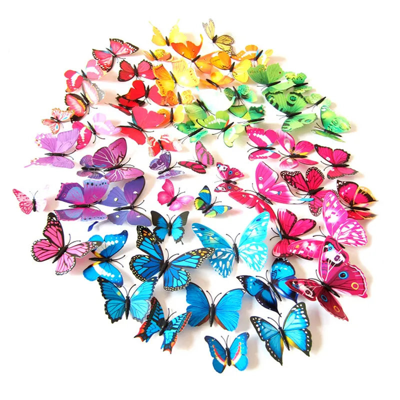 1pc single-layer 3D three-dimensional simulation butterfly 12 wall stickers refrigerator stickers home shopping mall background