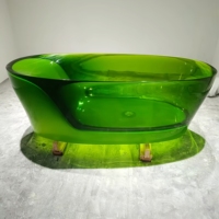 Baignoire autoportante de luxe moderne en résine pure transparente, écologique, forme ovale ambre, pour bain intérieur, garantie 5 ans