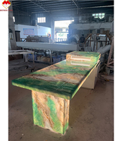 Banc rétro-éclairé en marbre vert onyx translucide 240*80*75cm comptoir de bar SPA et salon réception réception