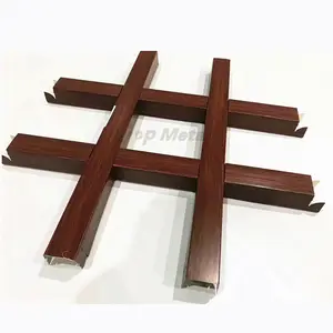 Aluminum Trellis Ceiling Grille Panel Low Price Roof Decorative Tiles Wooden <strong>Metal</strong> Ceilings Interior Ceiling Decoration <strong>Grid</strong> - Product Image 1
