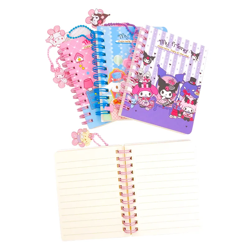 BaoYu 도매 카와이 만화 kuromi 노트북 컬렉션 포켓 코일 책 작은 자석 A7 노트북 노트 책 미니 메모장