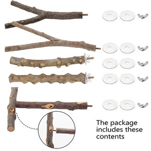 คอนสำหรับนกพิราบทำจากไม้ธรรมชาติ,อุปกรณ์เกาะสำหรับนกขนาดเล็กกรงนกขนาดเล็กมี5ชิ้น - Product Image 3