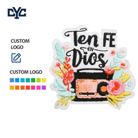 Patchs brodés personnalisés avec lettres colorées et slogan « Dieu aime le monde », broderie florale positive et inspirante, à thermocoller