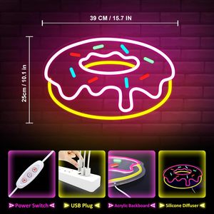 Donut Letreros Neon LED indoor hanging ambient light shop <b>sign</b> wall decoration light entrance indicator light luminous <b>sign</b> - Product Image 4