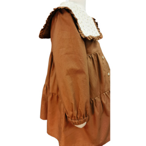 Abito da Principessa per Bambine con Colletto in Pizzo, Maniche Lunghe Ricamate, 100% Cotone, Linea A, Ecologico, Primavera <span class=keywords><strong>Autunno</strong></span>, Tinta Unita - Product Image 5