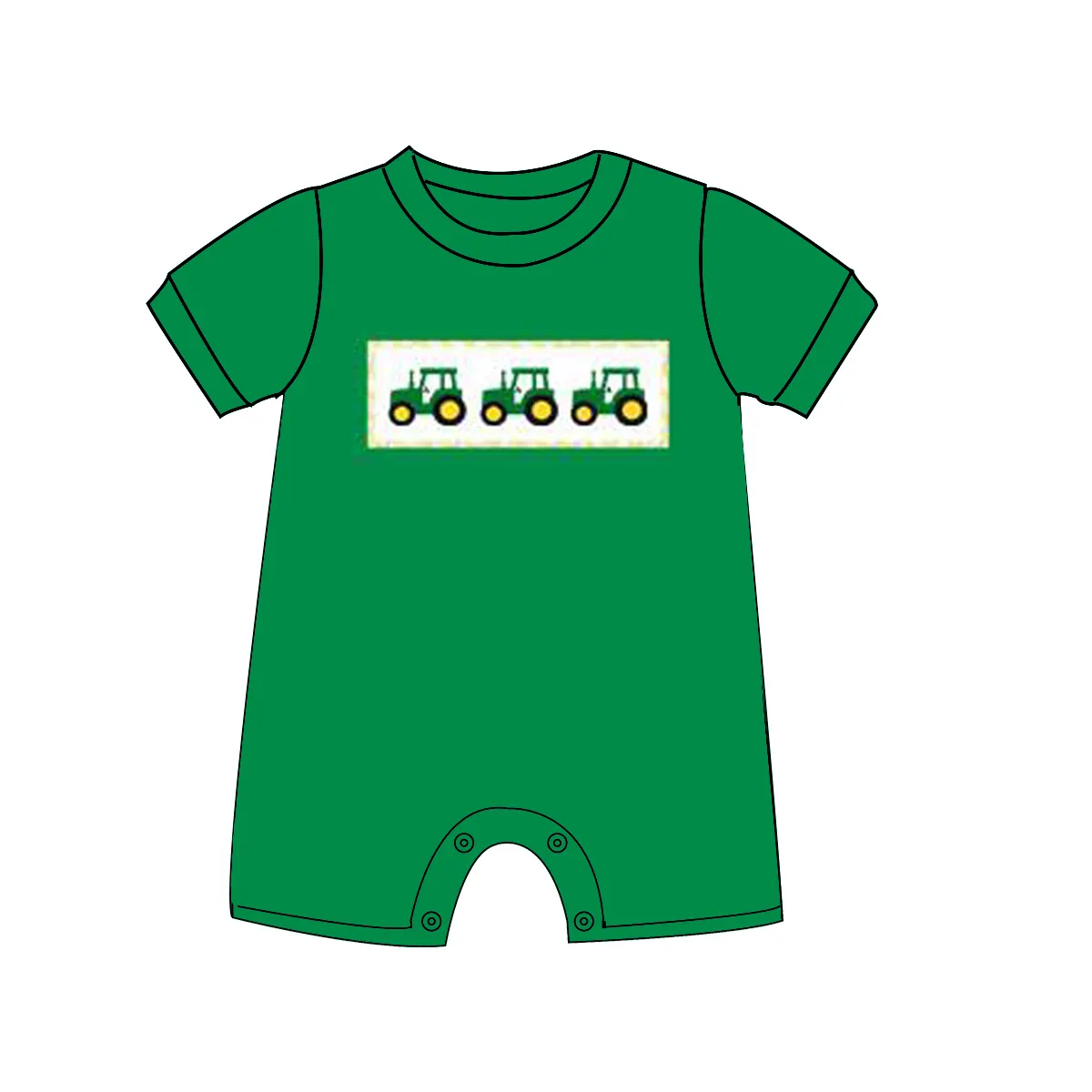 Boyis boutique – barboteuse en coton pur vert à manches courtes avec imprimé de dessin animé pour bébé, vente en gros