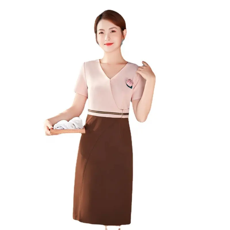 Custom Logo Print Stylish Tunic and Dresses Uniform Beauty Salon Spa Uniform