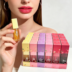 Gloss à lèvres Série Fruits 6 saveurs, brillance intense, flacon carré, applicateur, vente en gros, logo personnalisé, OEM, marque privée - Product Image 2