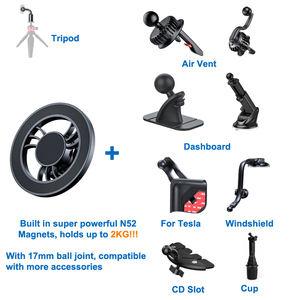 Usine améliorée 17mm/0.67 pouces boule de Joint universelle aimants les plus puissants tête magnétique Base de montage de voiture pour MagSafe <span class=keywords><strong>iPhone</strong></span> 16 15 <span class=keywords><strong>14</strong></span> - Product Image 2