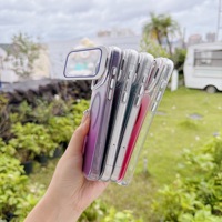 Coque de téléphone colorée dégradée pour iPhone 14 15 16 17 18 Pro Max avec cadre d'appareil photo pliable, béquille, protection d'objectif en verre et antichoc