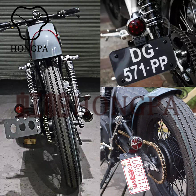 Alchemy Parts Motor Side Mount Achterlicht met Kentekenplaat Kentekenplaathouder retro
