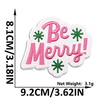 Patch Bordir Twill Persegi Motif Howdy Santa Holly Natal untuk Dekorasi Pakaian, Tas, dan Jeans